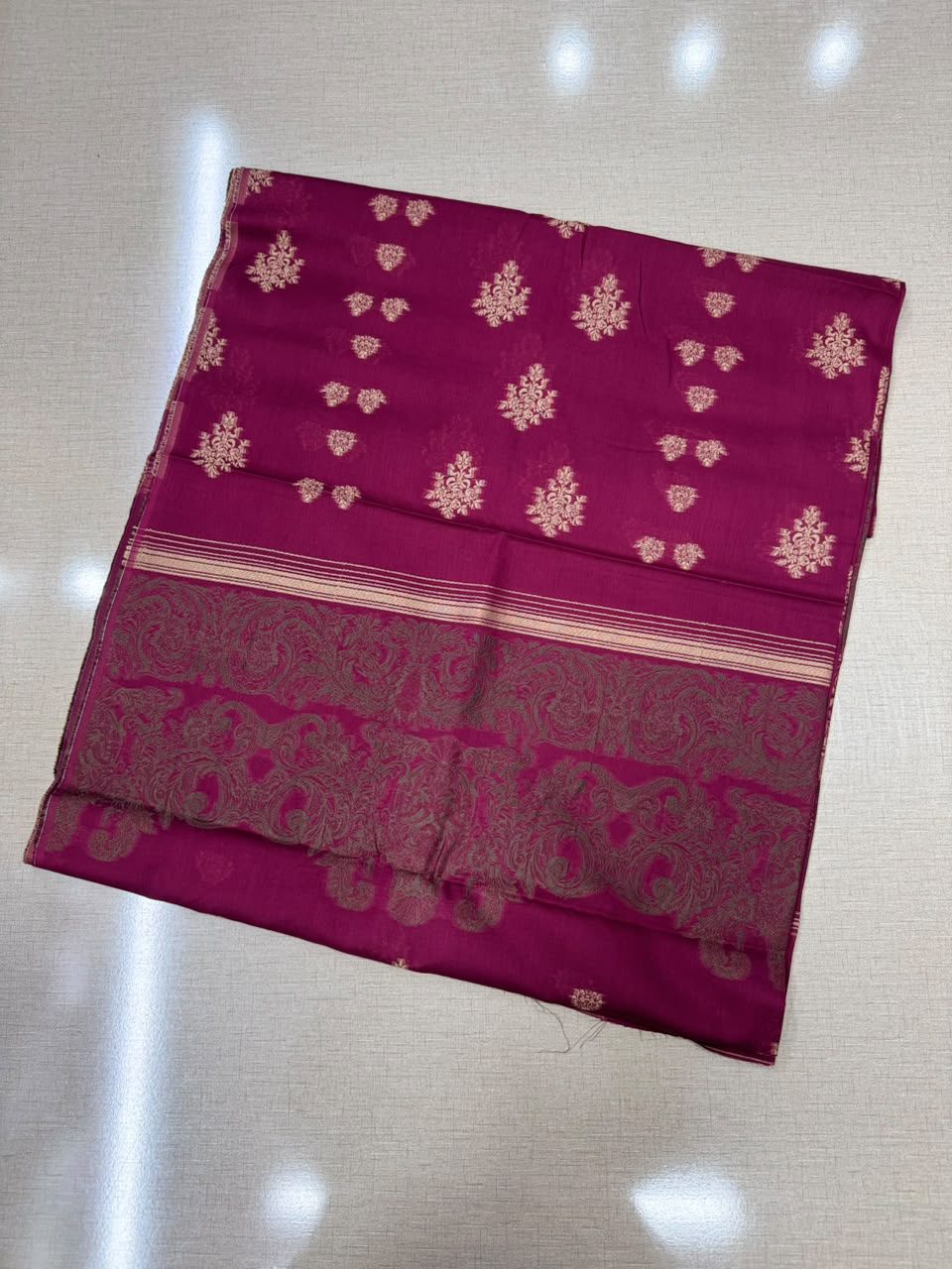 Women's 3 Piece Unstitched Jacquard Lawn Suit Maroon | SgBazar Luxury Collection - Image 6