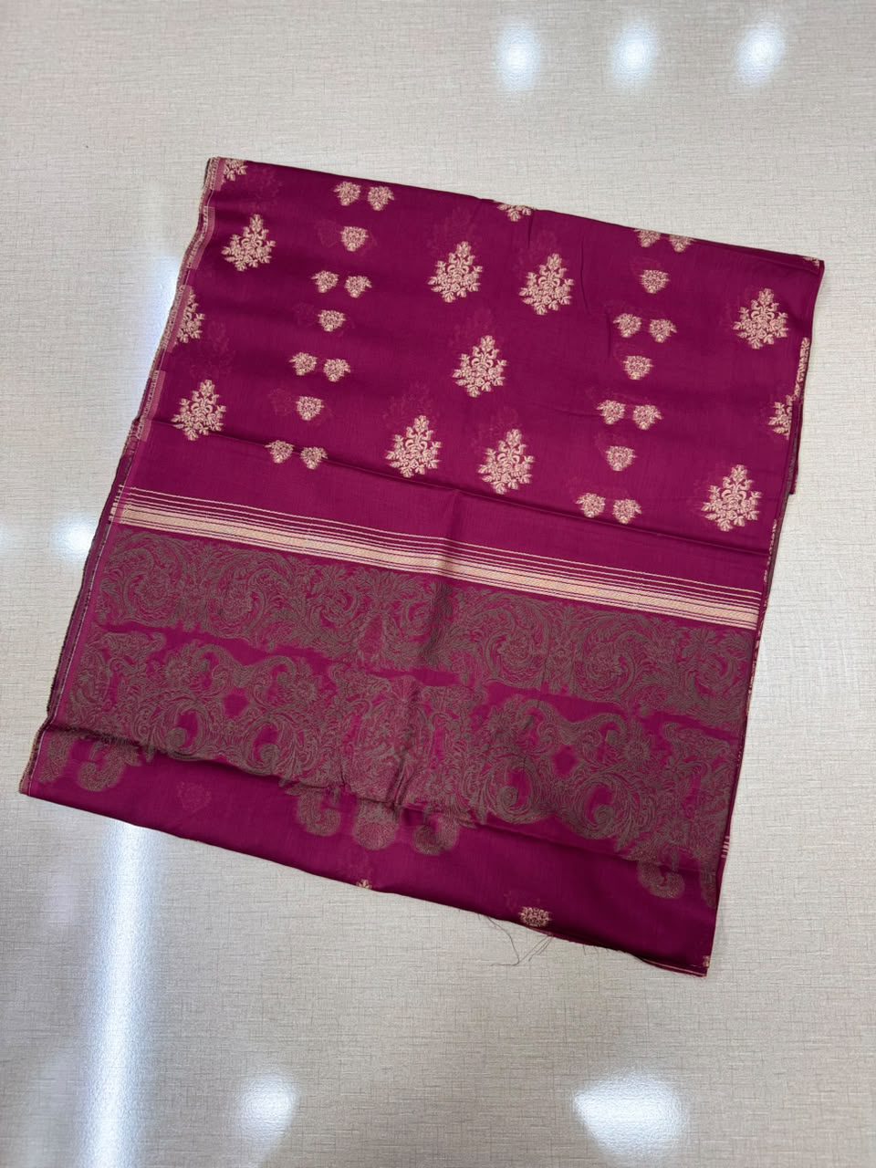Women's 3 Piece Unstitched Jacquard Lawn Suit Maroon | SgBazar Luxury Collection - Image 4